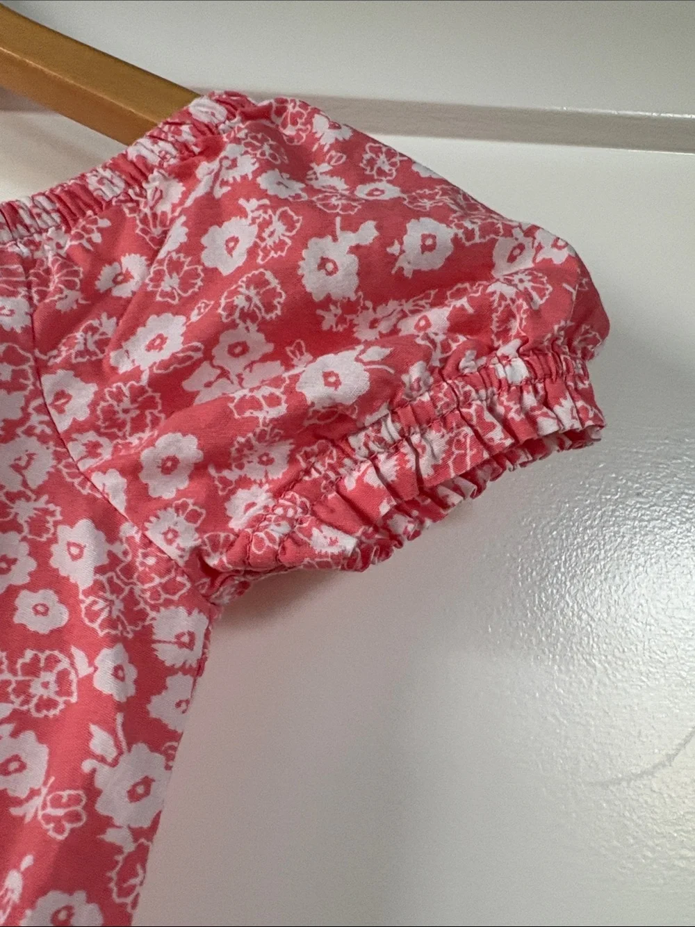 GAP Pink Floral Off-Shoulder Romper with Tie Waist Size 4-5